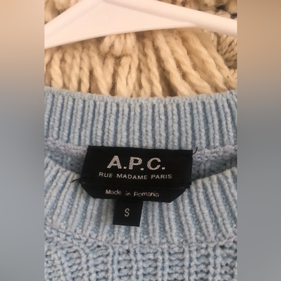APC Rue Madame Paris Knit Sweater Light Blue Cotton Small - Picture 2 of 4